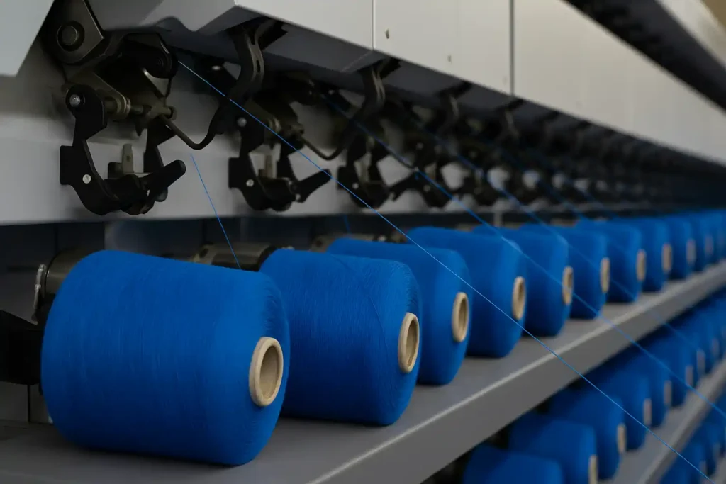 dyed yarn running in autoconer